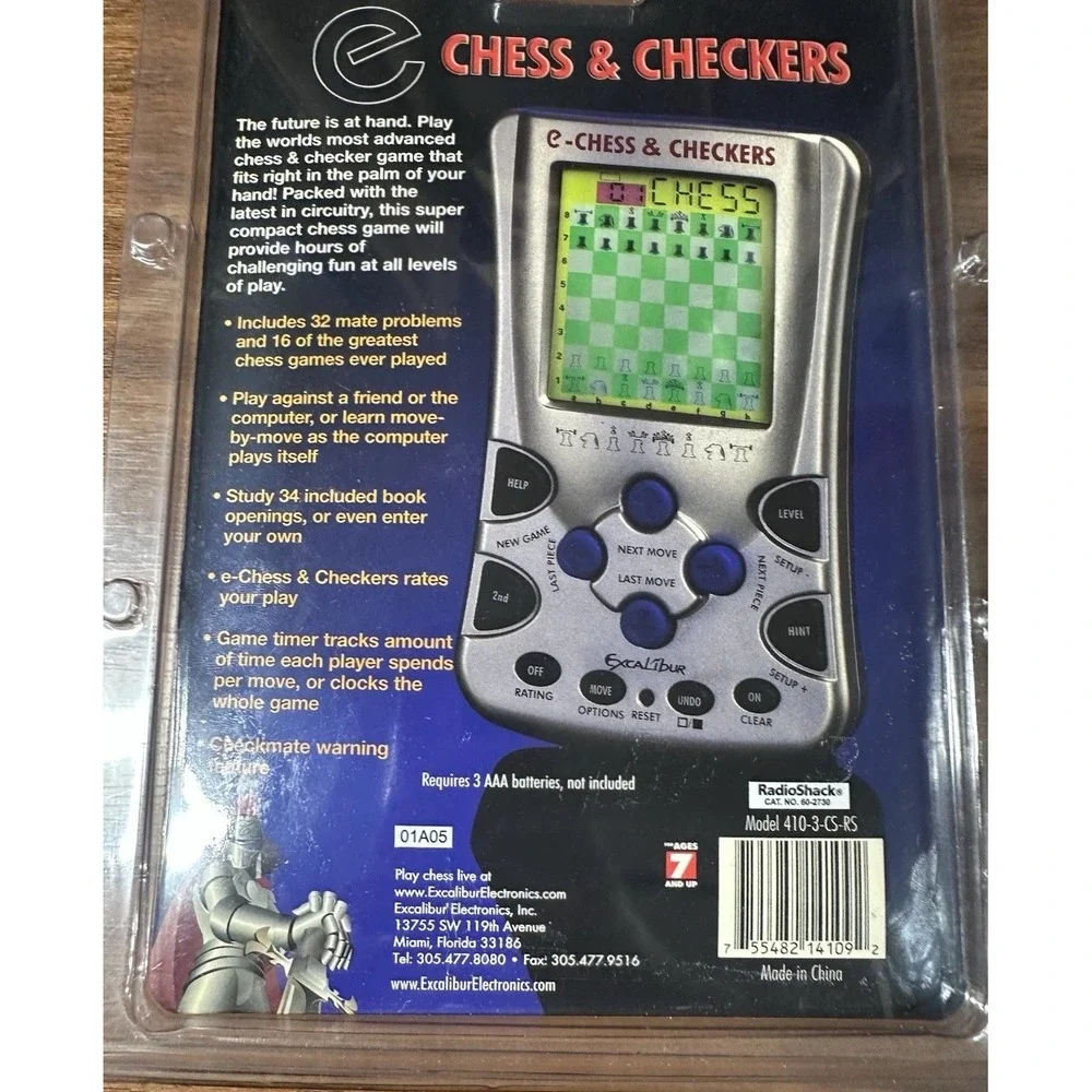 Excalibur Chess & Checkers Handheld Electronic Travel Game NEW in Package‎